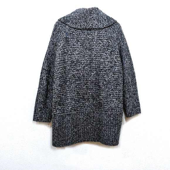 Talbots Sweater Women L Petite Gray Chunky Knit Open Cardigan Soft Oversized - Picture 2 of 6